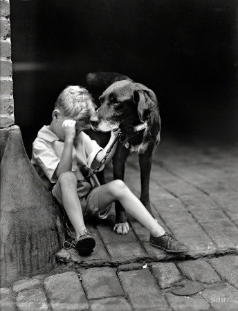 Photo showing: The Boy Who Cried, Dog -- Washington, D.C., circa 1922. Boy and dog.