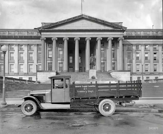 Photo showing: Treasury Truck -- Washington, D.C., circa 1925. Graham Bros. truck at Treasury.
