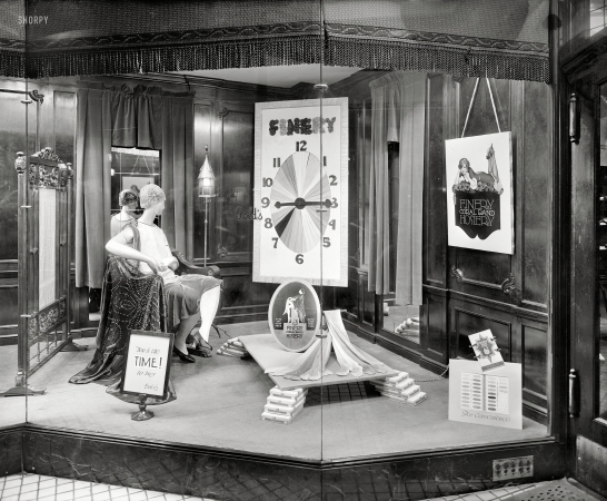 Photo showing: Time for Finery -- Washington, D.C., circa 1928. Gold's window.