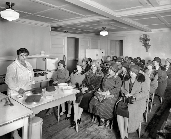 Photo showing: How to Bake a Cake -- Washington, D.C., circa 1927. Cooking demonstration, Washington Gas Light Co. 