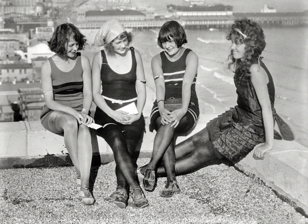 Photo showing: Just Add Water -- Atlantic City circa 1922. Four young ladies on a roof.