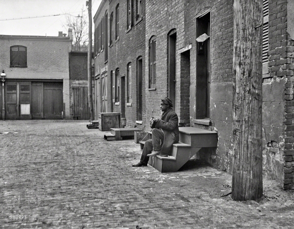 Photo showing: House Sitter -- Washington, D.C., 1923. City rowhouses, Blagden Alley.