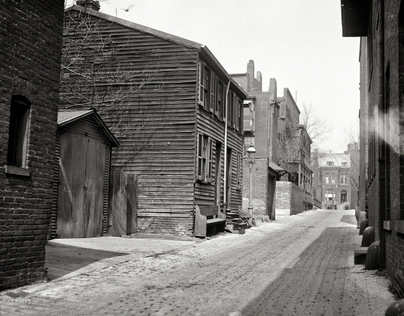 Photo showing: The Lonely Alley -- Back-alley Washington, D.C., circa 1920.