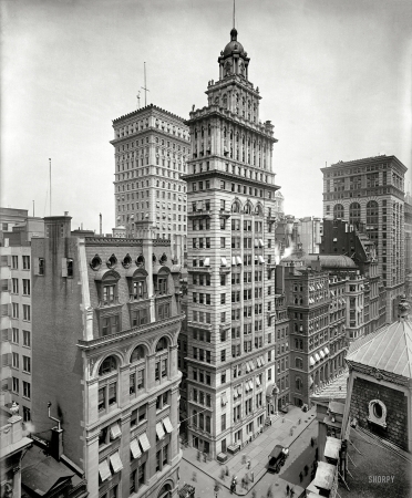 Photo showing: Gillender Building -- New York, Nassau and Wall Streets circa 1900.