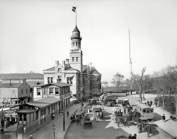Photo showing: The Lunch Wagon -- Circa 1900. Barge Office, New York.