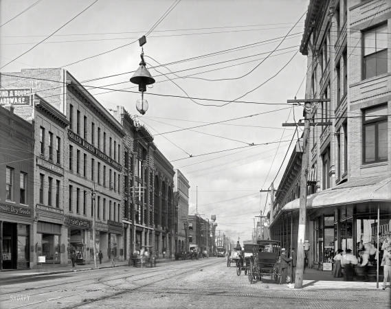 Photo showing: Bay Street -- Jacksonville, Florida, circa 1904. Big Hosiery Sale To-day at Furchgott's.