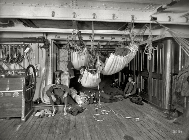 Photo showing: Navy Good Night -- Circa 1897. Aboard the U.S.S. Brooklyn -- good night.