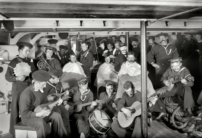 Photo showing: Evening Amusements -- Circa 1900. U.S.S. New York -- evening amusements.