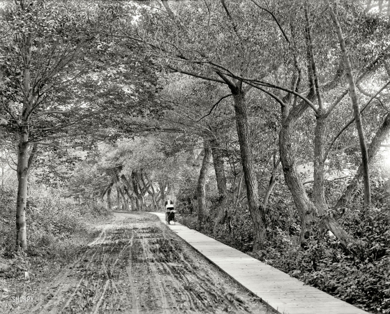 Photo showing: Rye Beach Boardwalk -- Circa 1905. Under the willows. Rye Beach, New Hampshire.