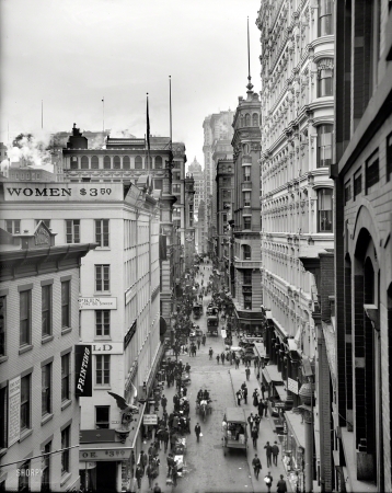 Photo showing: Nassau Street, New York -- Circa 1905.