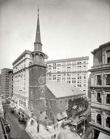 Photo showing: Old New England -- Boston circa 1905. Old South Meeting House & Old South Building.