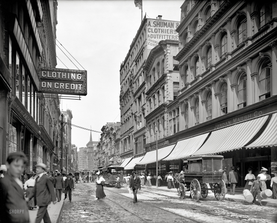 Photo showing: Jordan Marsh -- Boston circa 1906. Washington Street north from Temple Place.