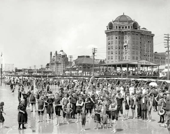 Photo showing: Wish You Were Here: 1906 -- Hotel Traymore and Brady's Baths, Atlantic City.