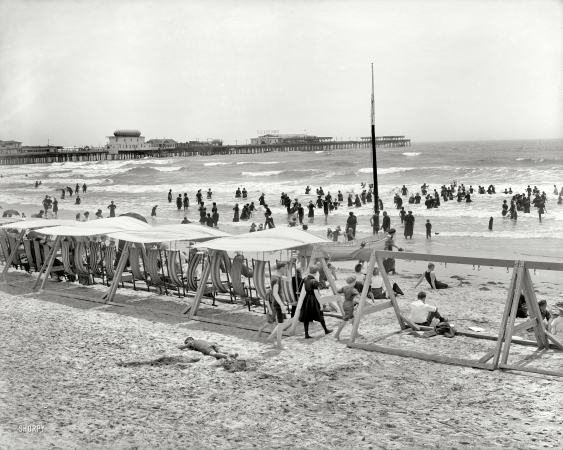 Photo showing: A Face in the Sand -- The Jersey Shore circa 1906. Bathers at Atlantic City.