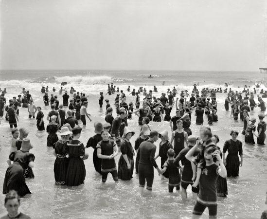 Photo showing: A Place in the Sun - -- The Jersey Shore circa 1910. Bathers at Atlantic City.