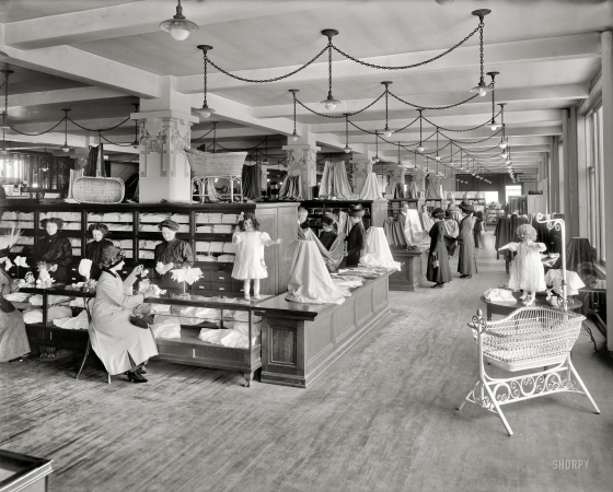 Photo showing: Baby Dresses -- Detroit circa 1912. Elliott, Taylor & Woolfenden -- north aisle.