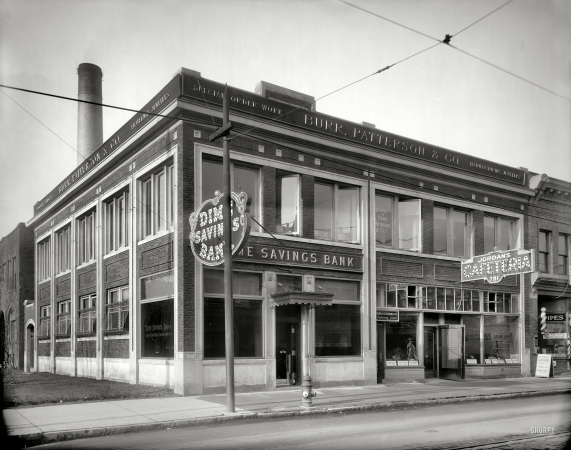 Photo showing: Small Steaks -- Detroit circa 1912. Dime Savings Bank, Woodward & Willis branch. 