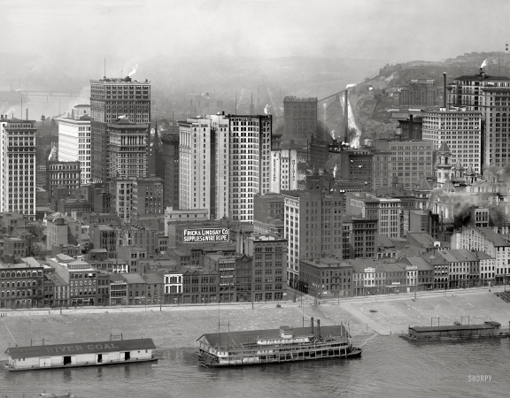 Photo showing: Pittsburgh Rising -- Pittsburgh, Pennsylvania, circa 1908. A group of skyscrapers.