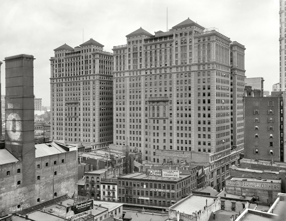 Photo showing: Hudson Terminal Buildings -- New York City, circa 1909. The site of the future World Trade Center.