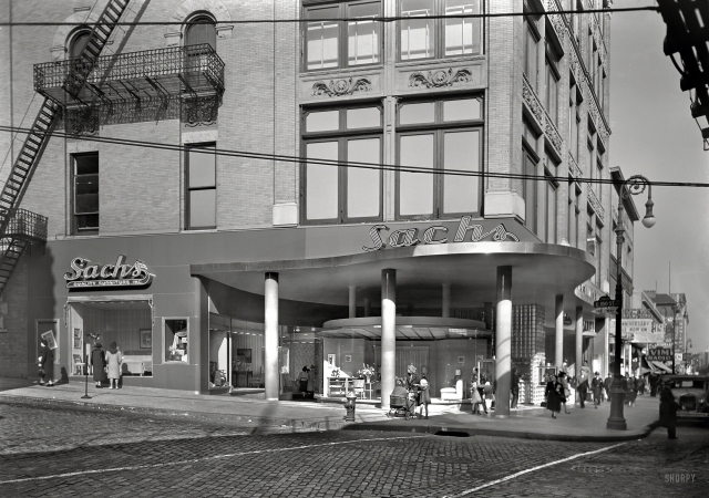 Photo showing: Sachs Third Avenue: 1940 -- Nov. 5, 1940. Sachs Quality Furniture Inc., 150th Street & Third Avenue, New York. Morris Lapidus, Ross-Frankel Inc., clients.