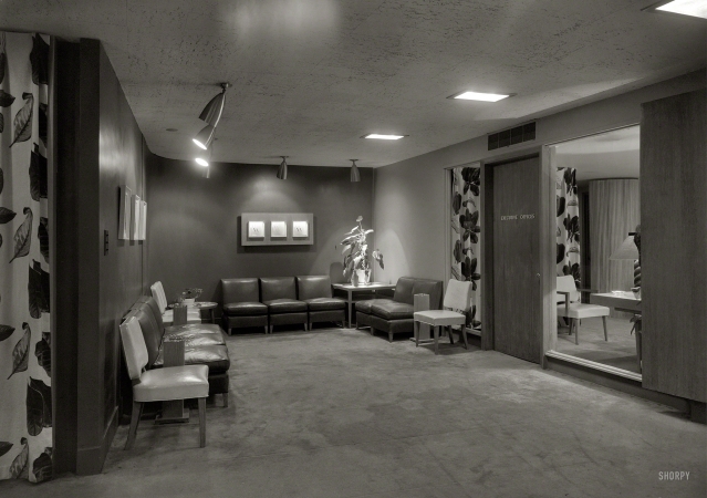 Photo showing: Executive Offices -- March 3, 1946. Foyer, Eversharp Inc., Empire State Building, New York. Raymond Loewy Associates, client.