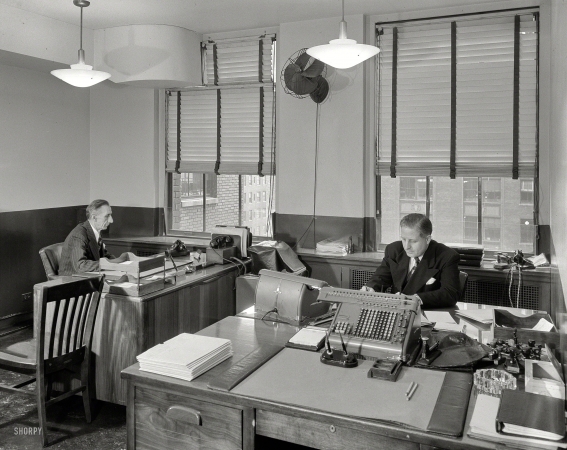 Photo showing: Cellulose Sales -- Nov. 21, 1950. Cellulose Sales Co., 250 Park Avenue, New York. Accounting office.