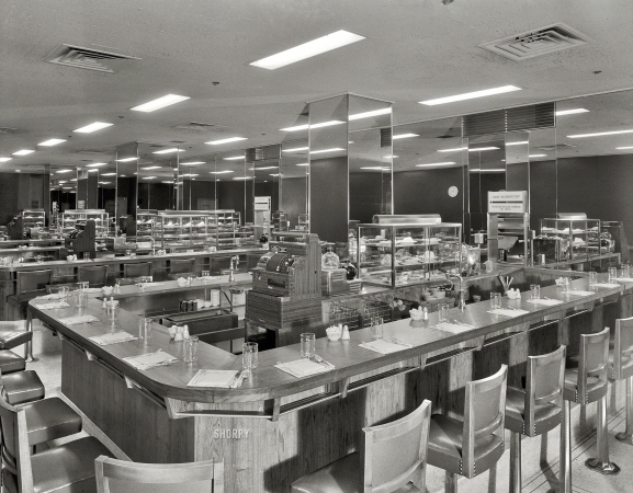 Photo showing: Quick Service Lunch -- January 17, 1953. New York. Schrafft's, New Chrysler Building. Interior IV.