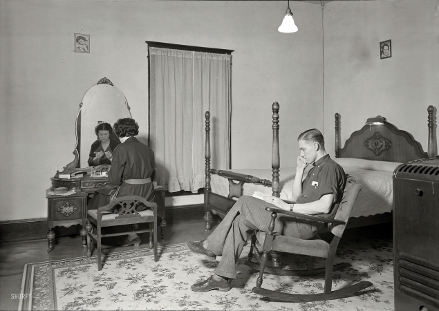 Photo showing: Whistlers Brother -- 1936. High Point, North Carolina. Housing. Bedroom in company-owned home of workers in Highland Cotton Mills.