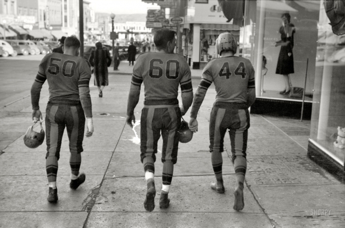 Photo showing: Local Heroes -- October 1940. Football players. Minot, North Dakota.