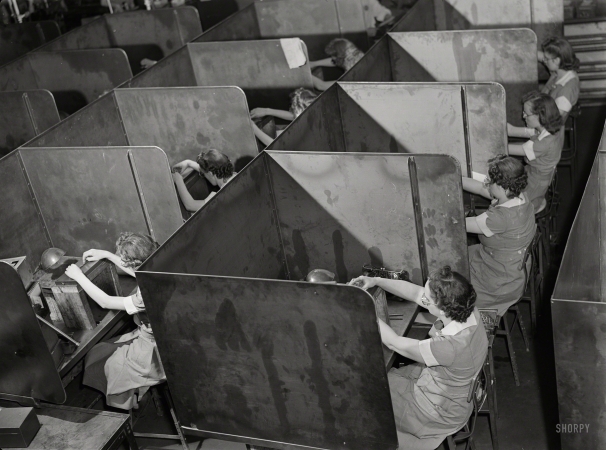 Photo showing: Drill and Tool -- August 1942. Women in industry. Republic Drill & Tool, Chicago.