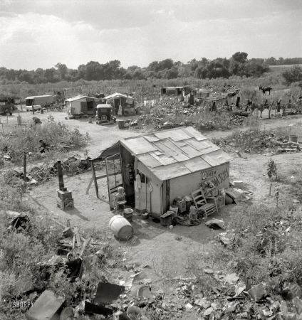 Photo showing: Hooverville -- August 1936. People living in miserable poverty. Elm Grove, Oklahoma County, Oklahoma.