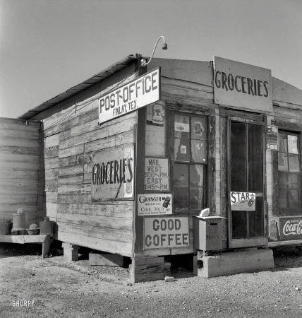 Photo showing: Good Coffee -- May 1937. Post office. Finlay, Texas.