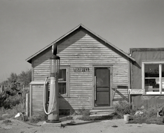 Photo showing: Stamps Gas Coke -- August 1937. Post office in Gemmell, Minnesota.