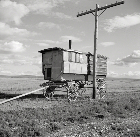 Photo showing: The Old Bus -- October 1937. Old school bus. Williams County, North Dakota.