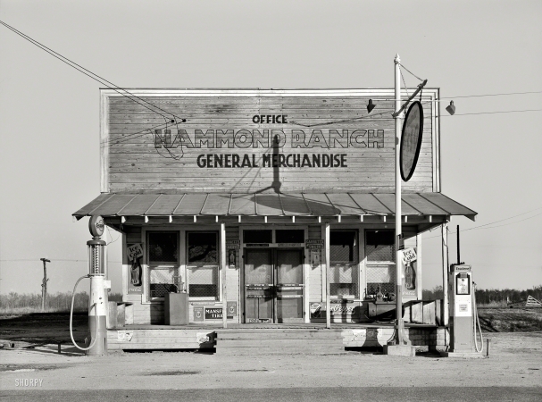 Photo showing: Essolene -- January 1939. Hammond Ranch general store. Chicot, Arkansas.