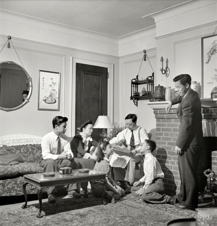 Photo showing: An American Family -- August 1942. New York. Chinese-American family in their home in Flatbush.
