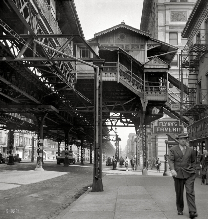 Photo showing: Under the El. -- September 1942. New York. Third Avenue elevated railway at 18th Street.