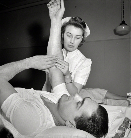 Photo showing: Red Sauce -- January 1943. New York. Italian-American fireman giving pint of blood to the Red Cross.