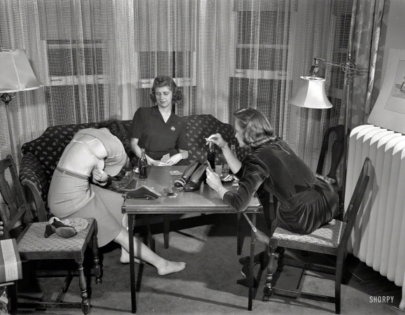 Photo showing: You Loser -- Detroit, Michigan. Girls playing cards and drinking Coca-Cola.