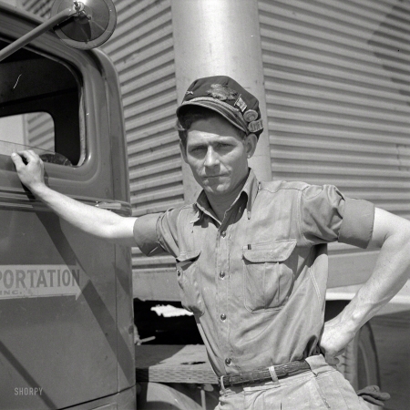 Photo showing: Transportation Inc. -- March 1943. Montgomery, Alabama. Local delivery truck driver.