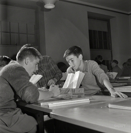 Photo showing: Mathletes -- October 1943. Washington, D.C. A mechanical drawing class at Woodrow Wilson High School.
