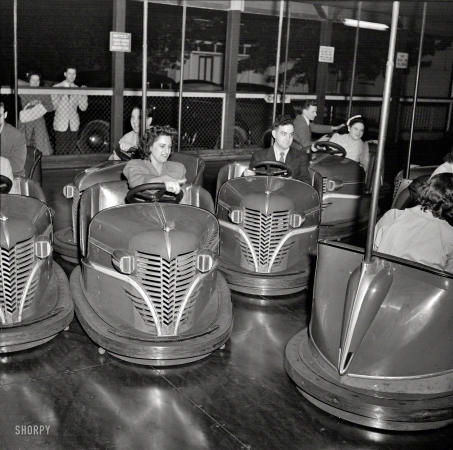 Photo showing: Bumper to Bumper -- May 1942. Southington, Connecticut. Amusement park.