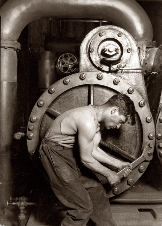 Photo showing: Powerhouse Mechanic -- Powerhouse Mechanic and Steam Pump, 1921.