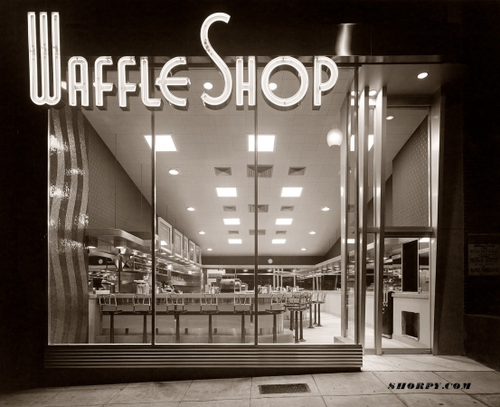 Photo showing: The Waffle Shop -- Entrance to the café at 522 10th Street NW, Washington D.C. circa 1950.